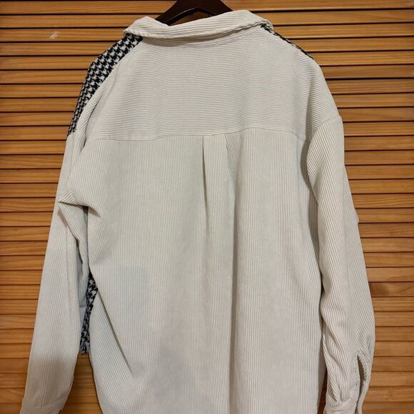 Baltic Born Cream Ribbed checkered button up size XL - Picture 5 of 5